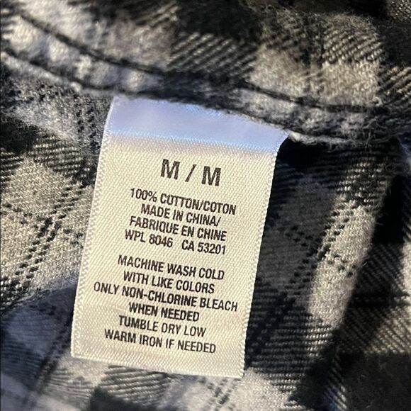 AEROPOSTALE Black and Grey Micro Buffalo Check Flannel Shirt-M NWOT - Picture 8 of 8